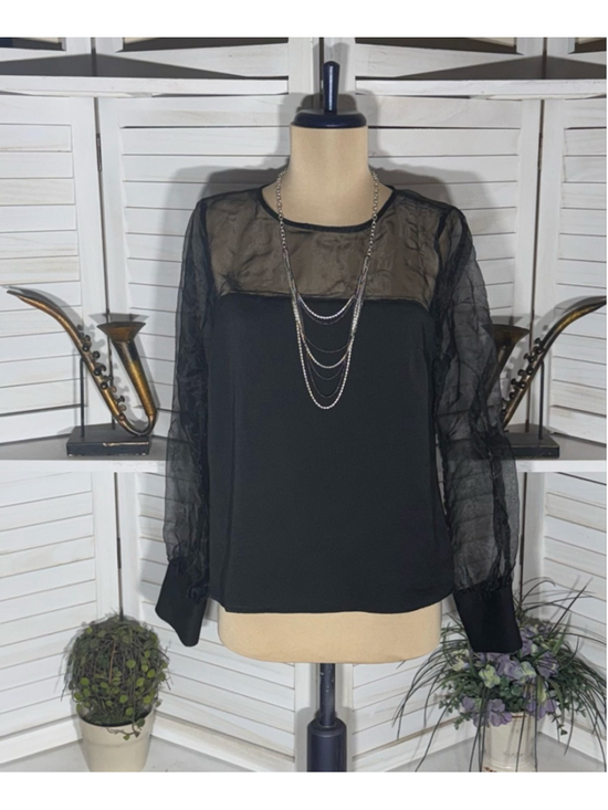 Express Tops - Express Y2K blouse black sheer lace cocktail whimsigoth boho fairy festival sz M